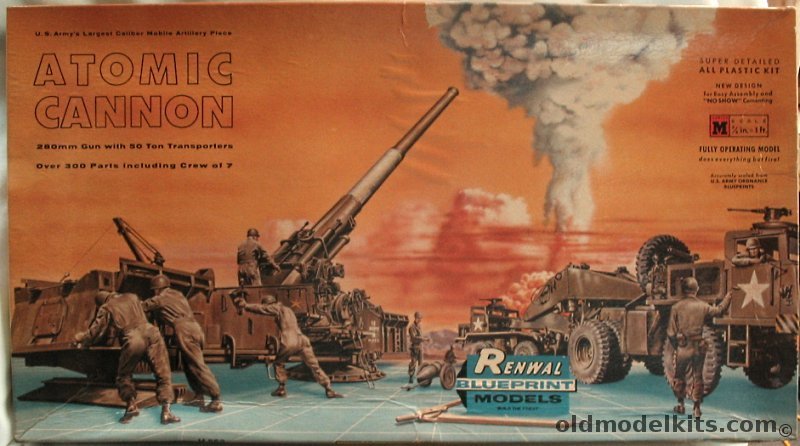 Renwal 1/32 M65 280mm Atomic Cannon with M249 and M250 50 Ton Heavy Gun Lifting Truck/Transporters, 553-698 plastic model kit